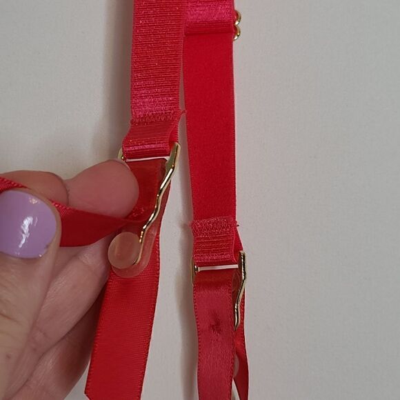 5X 6X Torrid Raspberry Pink Mesh Garter Belt Gold Floral Lace Lingerie Valentine - Picture 5 of 8